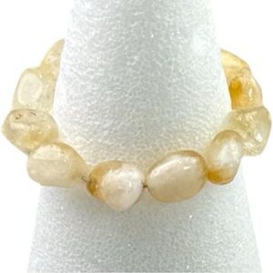 Natural Citrine Nugget Bracelet Yellow Raw Stone Stretch Boho Crystal Jewelry